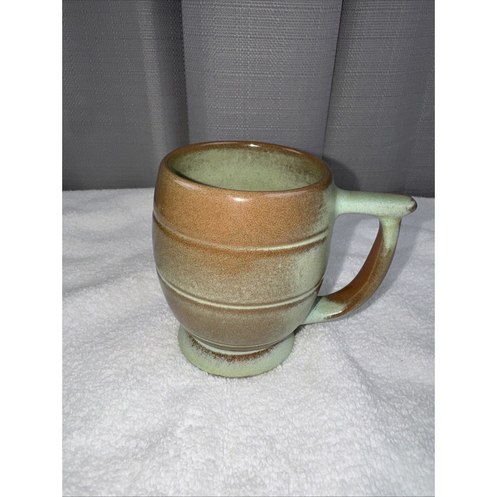 Frankoma Pottery C7 Mug Prairie Green Footed Vintage Beautiful Piece Nice !